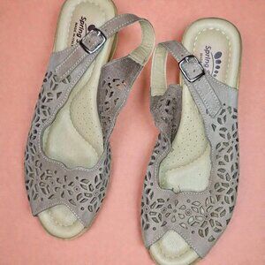 💚 Spring Step Leather Slingback Sandals sz 8-8.5 (Euro 39)